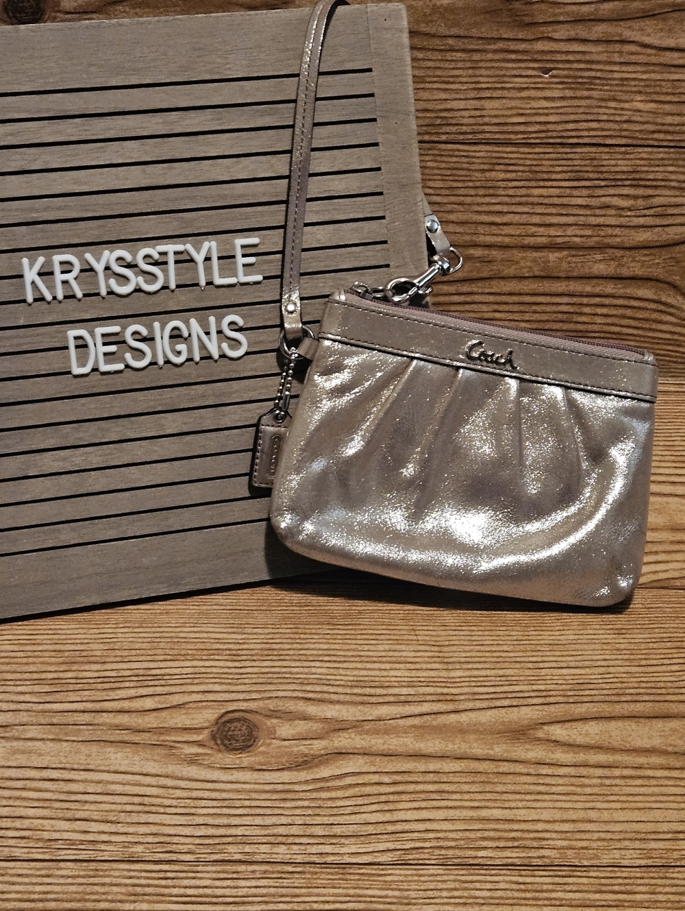 COACH Metallic Gold Wristlet Clutch